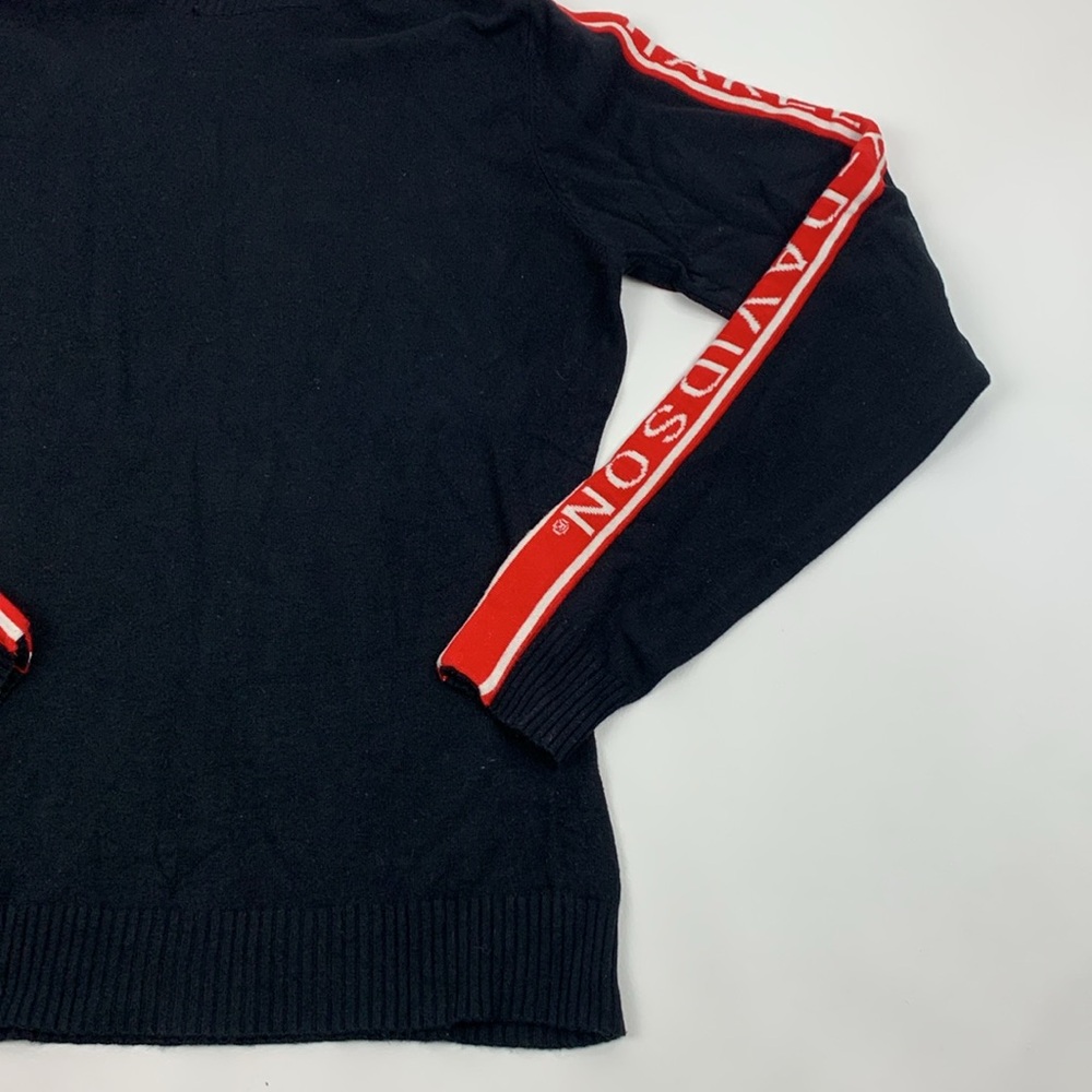 Harley-Davidson Black Turtleneck Sweater with Red Logo HD Sleeves Size Medium - Picture 6 of 11